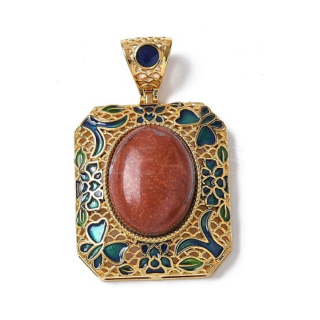 Natural Red Jasper Rectangle Pendants KK-K399-18A-01-1