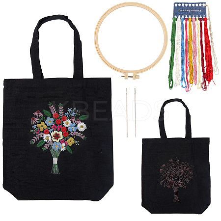 1 Set DIY Tote Bag Embroidery Kit DIY-CP0011-21A-1