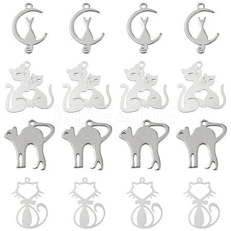 40Pcs 4 Styles 201 Stainless Steel Pendants STAS-YW0002-62P-1