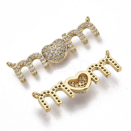 Brass Micro Pave Cubic Zirconia Links connectors X-KK-N227-12-1