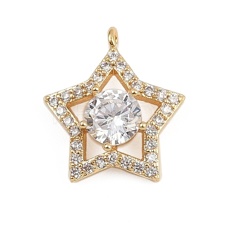 Brass Micro Pave Cubic Zirconia Pendants KK-S339-03G-1