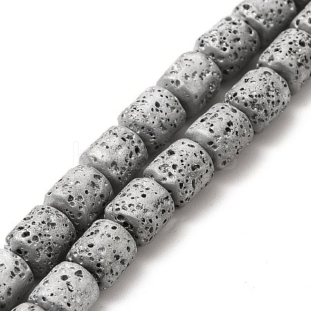 Electroplated Natural Lava Rock Beads Strands G-G984-16A-1