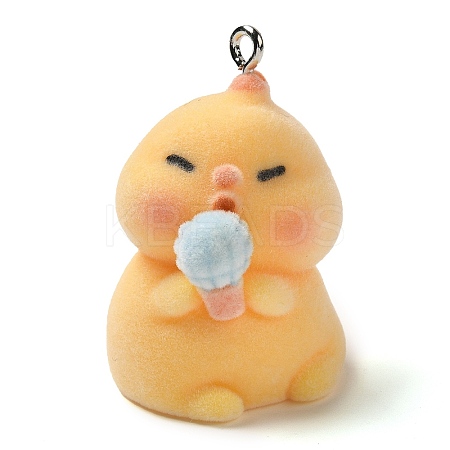 Flocking Resin Cute Pendants RESI-D072-01E-1