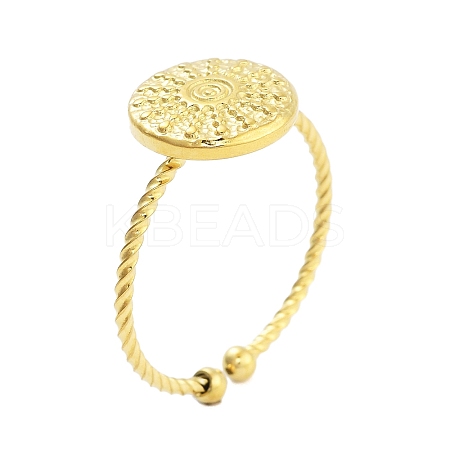 Real 18K Gold Plated 304 Stainless Steel Open Cuff Rings for Women LS-RJEW-B061-02G-03-1