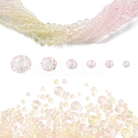 6 Styles Gradient Color Transparent Painted Glass Beads Strands DGLA-YW0001-28Y-1
