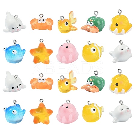 20Pcs 10 Styles Ocean Theme Resin Pendants RESI-CJ0003-52-1
