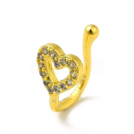 Clear Cubic Zirconia Hollow Heart Clip on Nose Ring AJEW-F059-21G-1