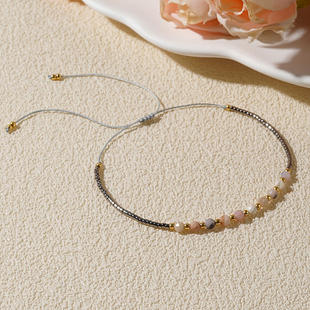 Natural Gemstone Beads Braided Bead Bracelets KZ2587-1-1