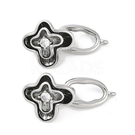 Brass Micro Pave Clear Cubic Zirconia Fold Over Clasps KK-U043-18P-1