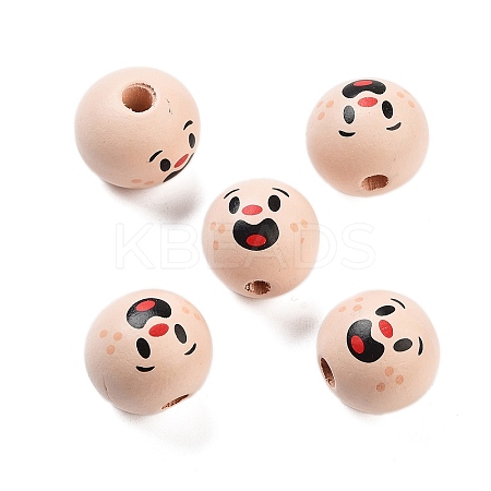 Printed Wood European Beads WOOD-G022-06I-1
