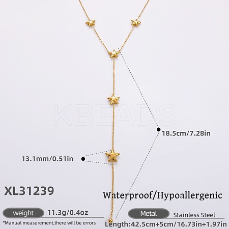 316L Surgical Stainless Steel Y Tassel Necklaces for Women FS-WGE9B28-12-1