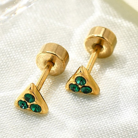 Ion Plating(IP) 304 Stainless Steel Triangle Stud Earrings EJEW-A118-11G-02-1