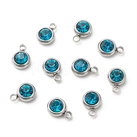 201 Stainless Steel Rhinestone Charms STAS-S068-09-1