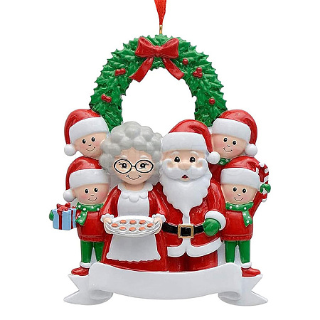 Resin Santa Claus Family Pendant Decorations XMAS-PW0006-04-1