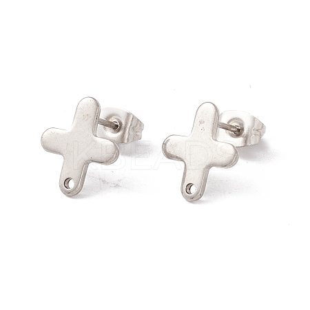 201 Stainless Steel Stud Earring Findings with Hole EJEW-A071-12P-1