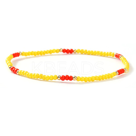 Summer Theme Glass Seed Bead & Brass Beads Stretch Bracelets MU3980-7-1
