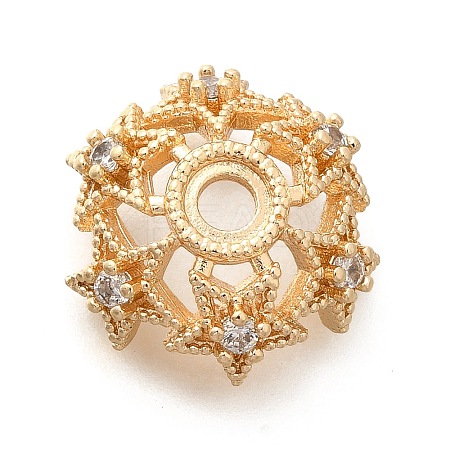 Rack Plating Brass Micro Pave Clear Cubic Zirconia Bead Caps KK-H508-25B-KCG-1