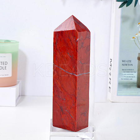 Natural Red Jasper Pointed Prism Bar Home Display Decoration G-PW0007-102C-1