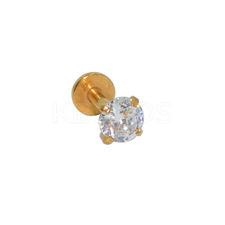 304 Stainless Steel Clear Cubic Zirconia Internally Threaded Labrets For Women Men WGF4990-12-1