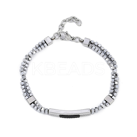 Synthetic Non-magnetic Hematite Beaded Bracelets BJEW-S156-05P-B-1