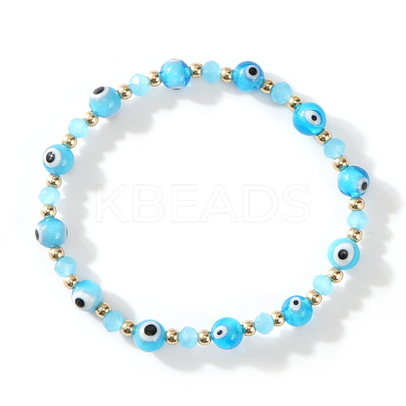 Glass Evil Eye Beaded Stretch Bracelets for Women Men VP6778-8-1