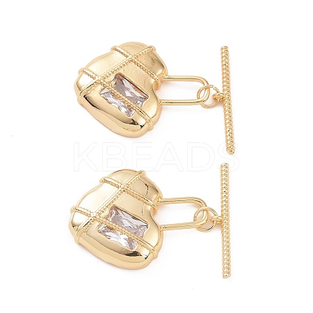 Brass Pave Clear Cubic Zirconia Toggle Clasps KK-E068-VC161-1