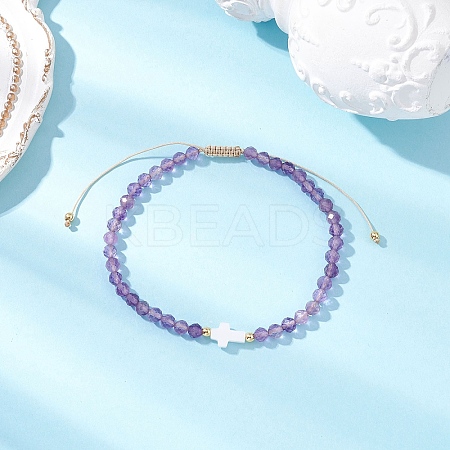Natural Amethyst Beaded Braided Bead Bracelets for Women BJEW-JB12211-02-1