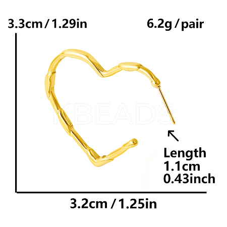 304 Stainless Steel Heart Stud Earrings NR3844-1-1