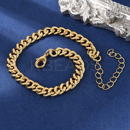 Brass Curb Chain Bracelets for Women Men BJEW-F494-01G-02-1