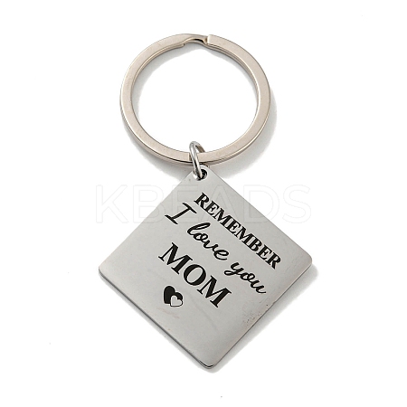Mother's Day Gift 201 Stainless Steel Word Remember I Love You Mom Keychains LS-KEYC-E040-01P-02-1