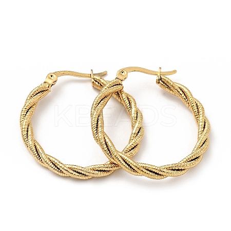 303 Stainless Steel Twist Rope Hoop Earrings with 316 Stainless Steel Pins for Women X-EJEW-F285-38G-1