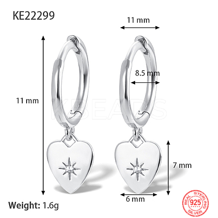 Anti-Tarnish Rhodium Plated Platinum 925 Sterling Silver Dangle Hoop Earrings for Women GN7396-4-1