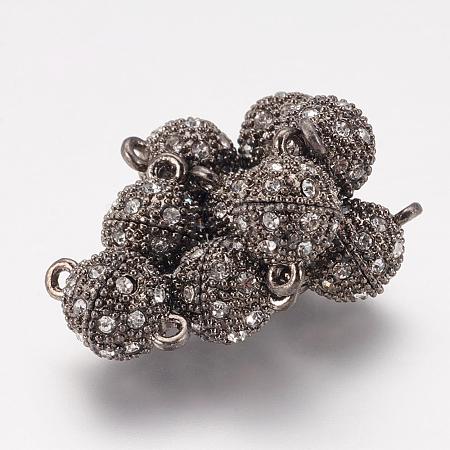 Alloy Rhinestone Magnetic Clasps with Loops RB-H116-2-B-1