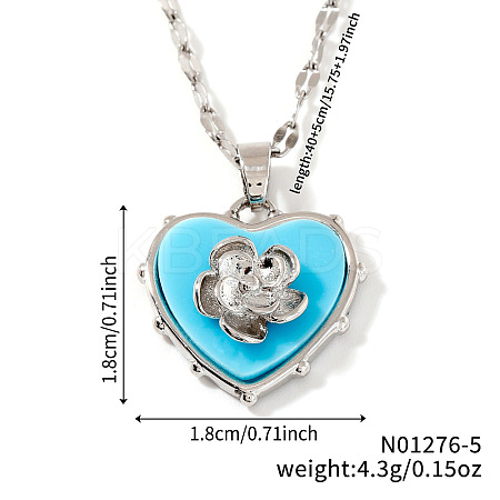 Barss Heart Flower Pendant Necklaces for Women NP0724-2-1