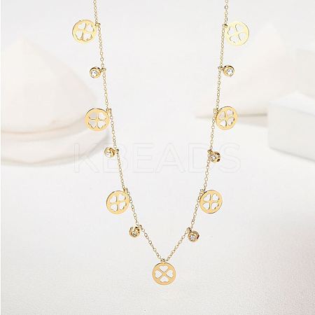 Stainless Steel Clover Bib Necklace QC7472-1-1