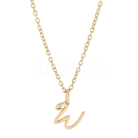 1pc 304 Stainless Steel Letter Pendant Necklaces NJEW-LP0001-39W-G-1