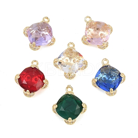 Brass Micro Pave Clear Cubic Zirconia Pendants KK-H257-10G-1