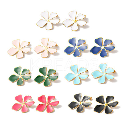 Flower Golden Ion Plating(IP) 304 Stainless Steel Stud Earrings for Women EJEW-L287-045G-1