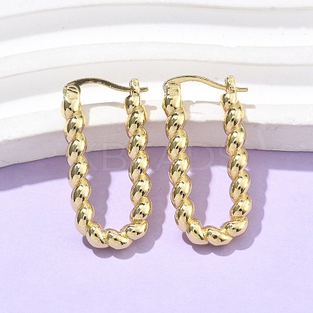 Brass Twist Rectangle Hoop Earrings for Women EJEW-L297-01B-G-1