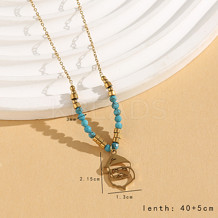 Vintage Christmas 304 Stainless Steel & Synthetic Turquoise Pendant Necklaces for Women HS2328-3-1