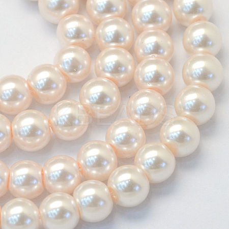 Baking Painted Pearlized Glass Pearl Round Bead Strands X-HY-Q003-4mm-41-1