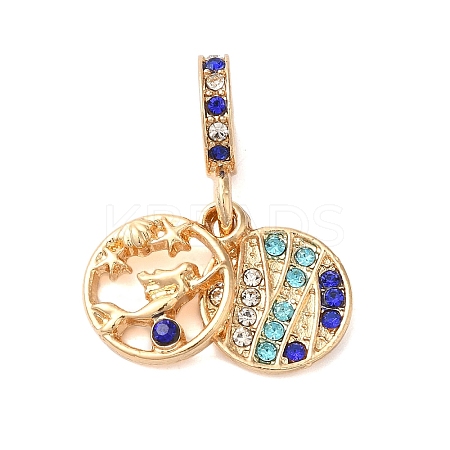 Rack Plating Alloy Colorful Rhinestone European Dangle Charms PALLOY-S189-43G-1
