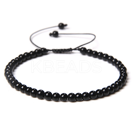 Adjustable Women's Black Agate Beaded Bracelet CN3407-13-1