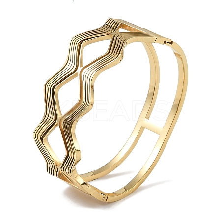 304 Stainless Steel Hollow Wavy Hinged Bangles for Women BJEW-U002-14G-1