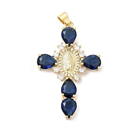 Rack Plating Brass Micro Pave Cubic Zirconia Pendants ZIRC-I059-15G-04-1