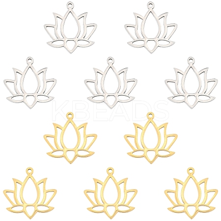 10Pcs 2 Colors 304 Stainless Steel Pendants STAS-YW0003-48-1