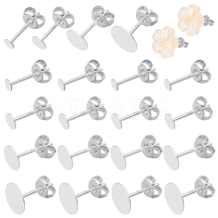 925 Sterling Silver Flat Pad Stud Earring Findings STER-PH0002-77-1