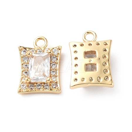 Brass Micro Pave Clear Cubic Zirconia Charms KK-E068-VF224-1
