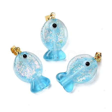 Handmade Dichroic Foil Lampwork Pendants X2-DICH-G001-01G-07-1