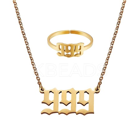 Number Pendant Necklace & Open Cuff Ring JX203A-1